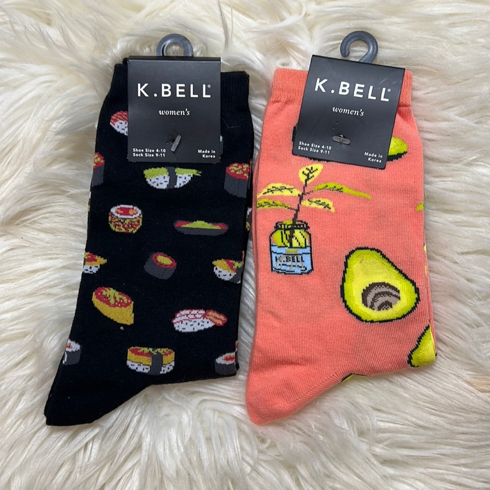 K. BELL SOCKS avocado 🥑 and sushi 🍣
